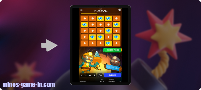 To start Mines, simply tap the app to launch it